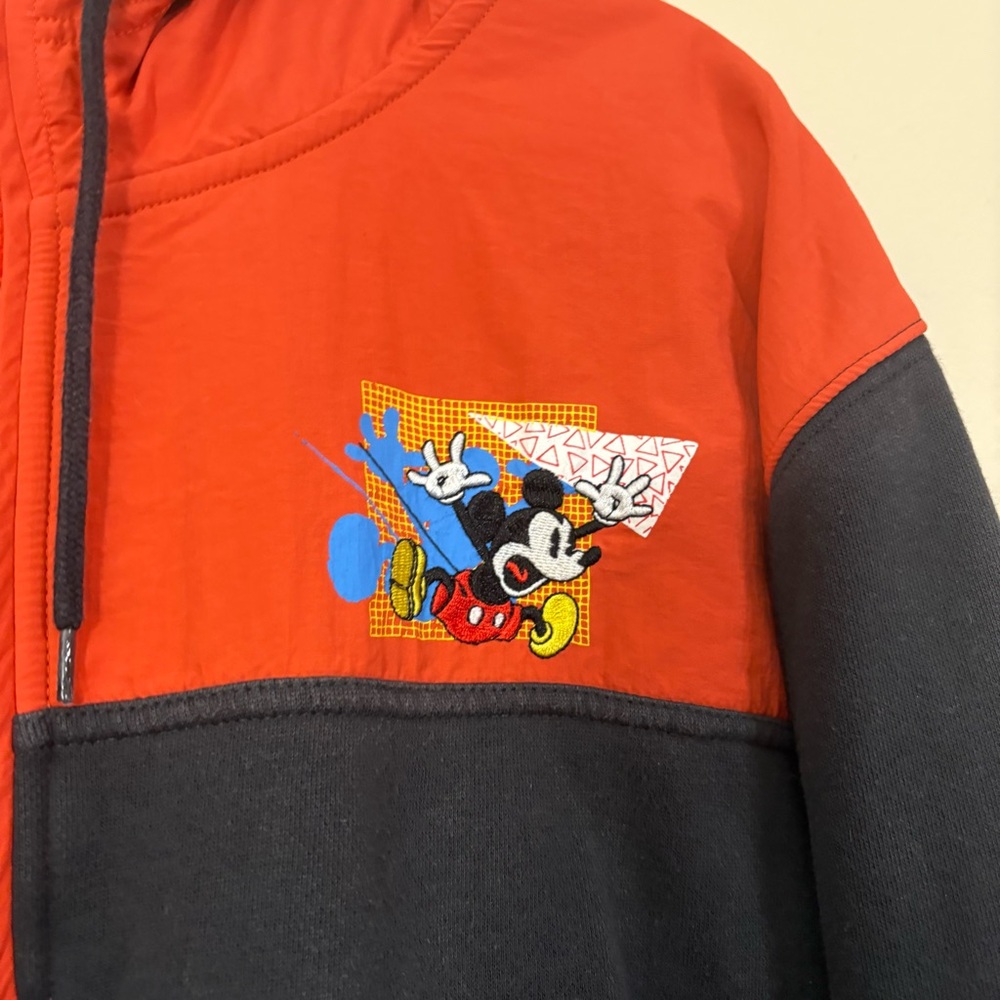 Disney Parks Retro Mickey Mouse Half Zip Hoodie Sweatshirt Womens XXL Orange cl - Picture 3 of 6
